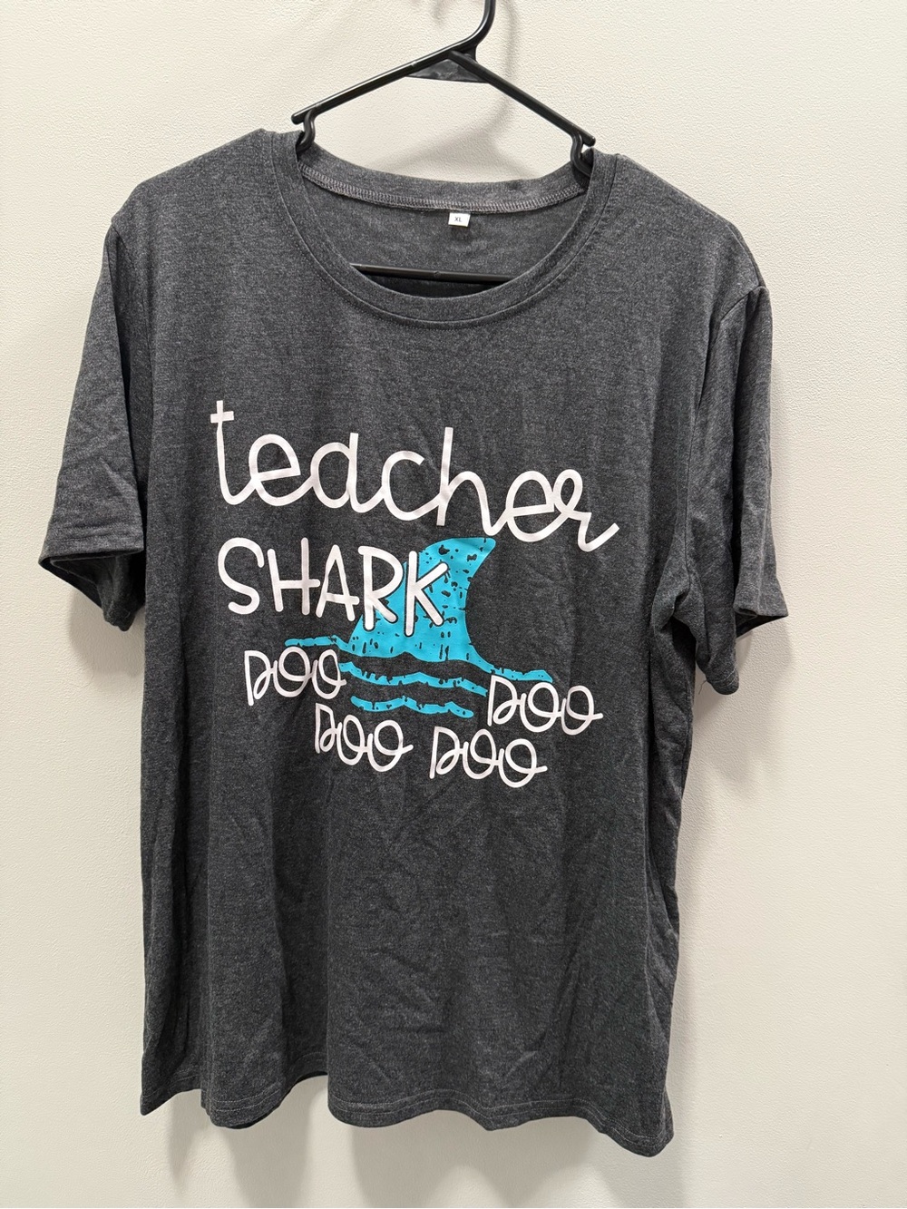 Teacher Shark Graphic Tee - Charcoal with Teal Accent